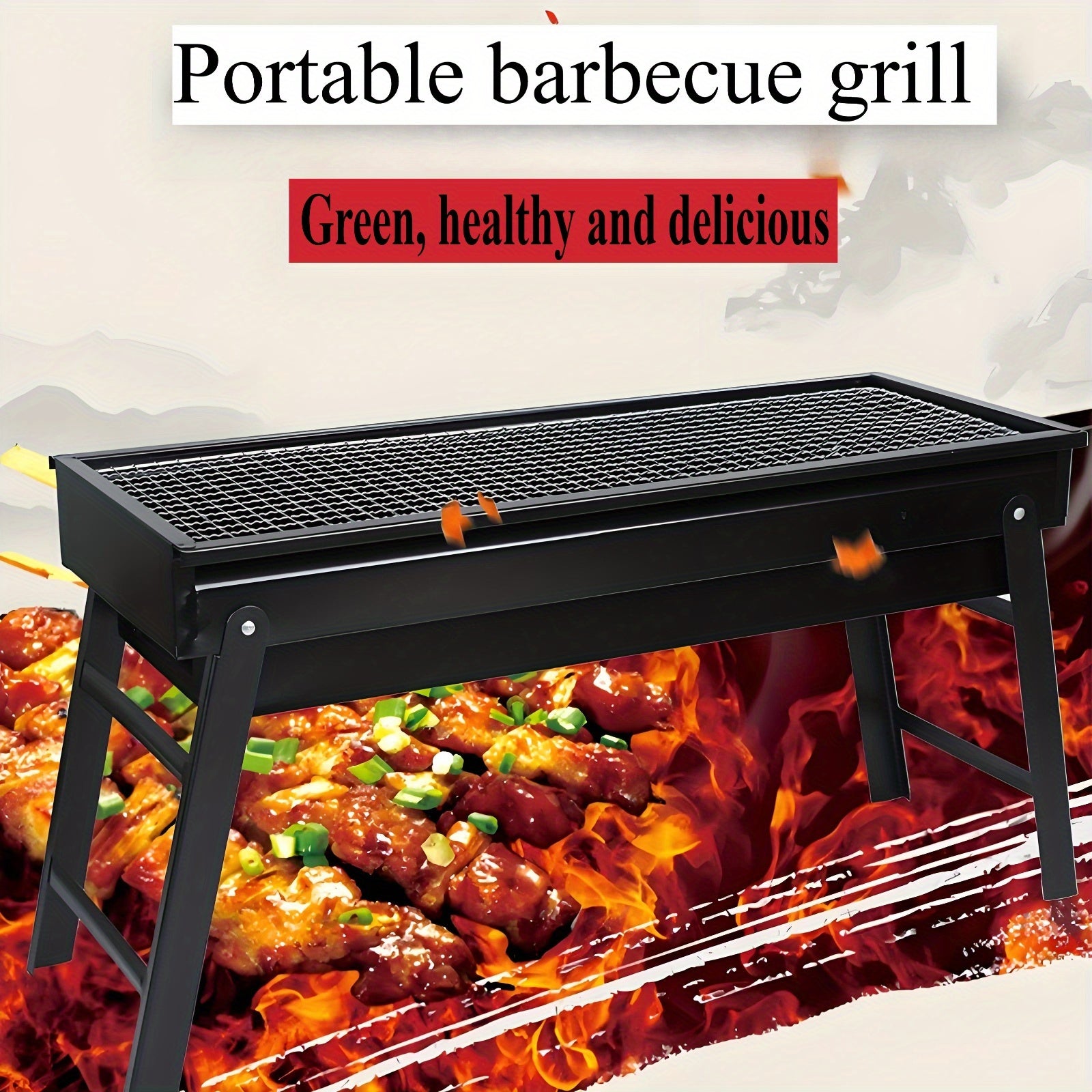 Parrilla de barbacoa de carbón plegable con diseño extraíble para camping y reuniones