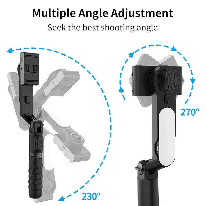 Handheld Gimbal Stabilizer with Selfie Stick Tripod for iPhone Android Wireless Remote USB Charging