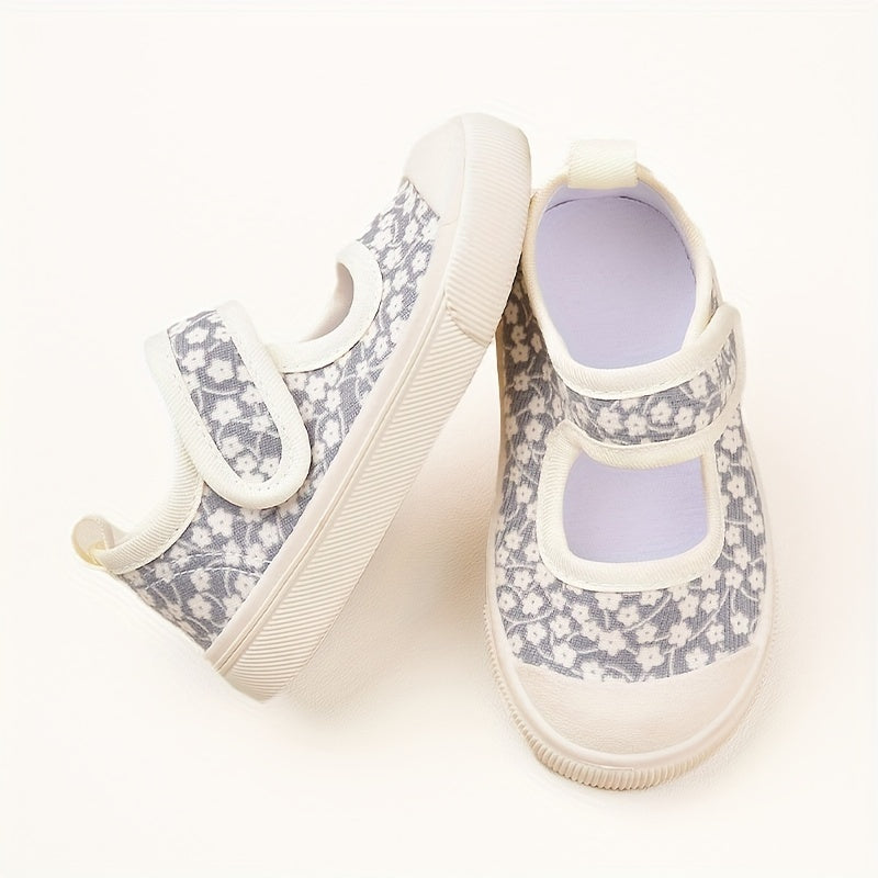 Girls Floral Canvas Sneakers Non-Slip Breathable Casual for Spring Fall