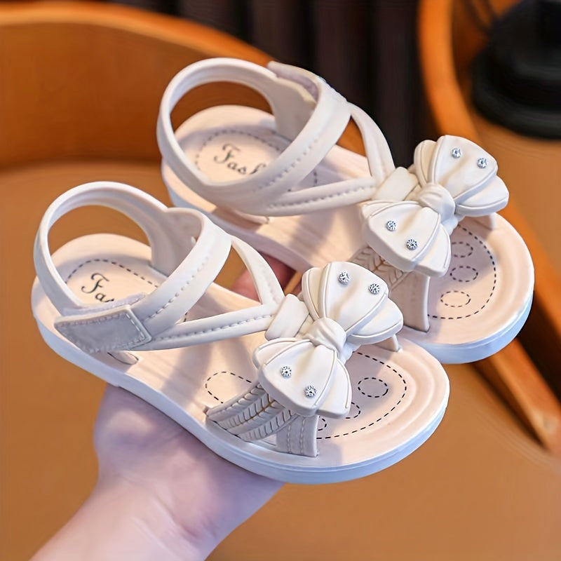 Детские летние сандалии для девочек средних и больших размеров с цветочным узором, PVC, низкий топ
