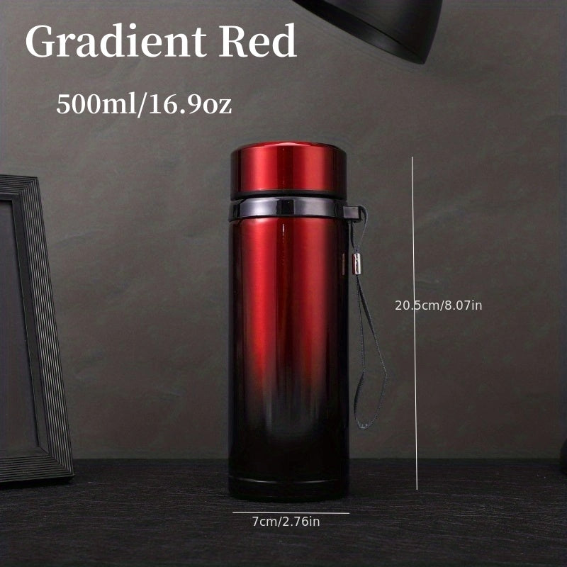 304 zanglamas po'latdan yasalgan bir parcha Gradient Color vakuum termos, ichimliklarni harakatda issiq yoki sovuq saqlash uchun mukammal. Yoz va qish uchun ideal bo'lgan bu izolyatsiyalangan suv shishasi ajoyib sovg'a g'oyasidir.