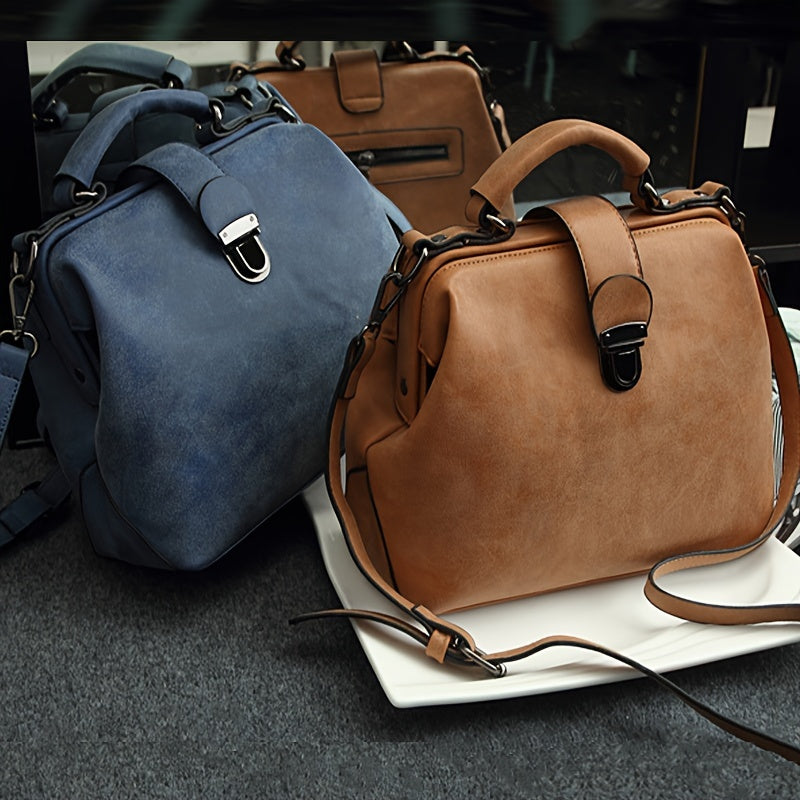 Vintage uslubidagi ayollar uchun sumka, ko'p rangli yelka dizayni, ajratiladigan tasma va tugma yopilishi bilan. Sayohat va kundalik foydalanish uchun mukammal, zamonaviy krossbody variantidir.