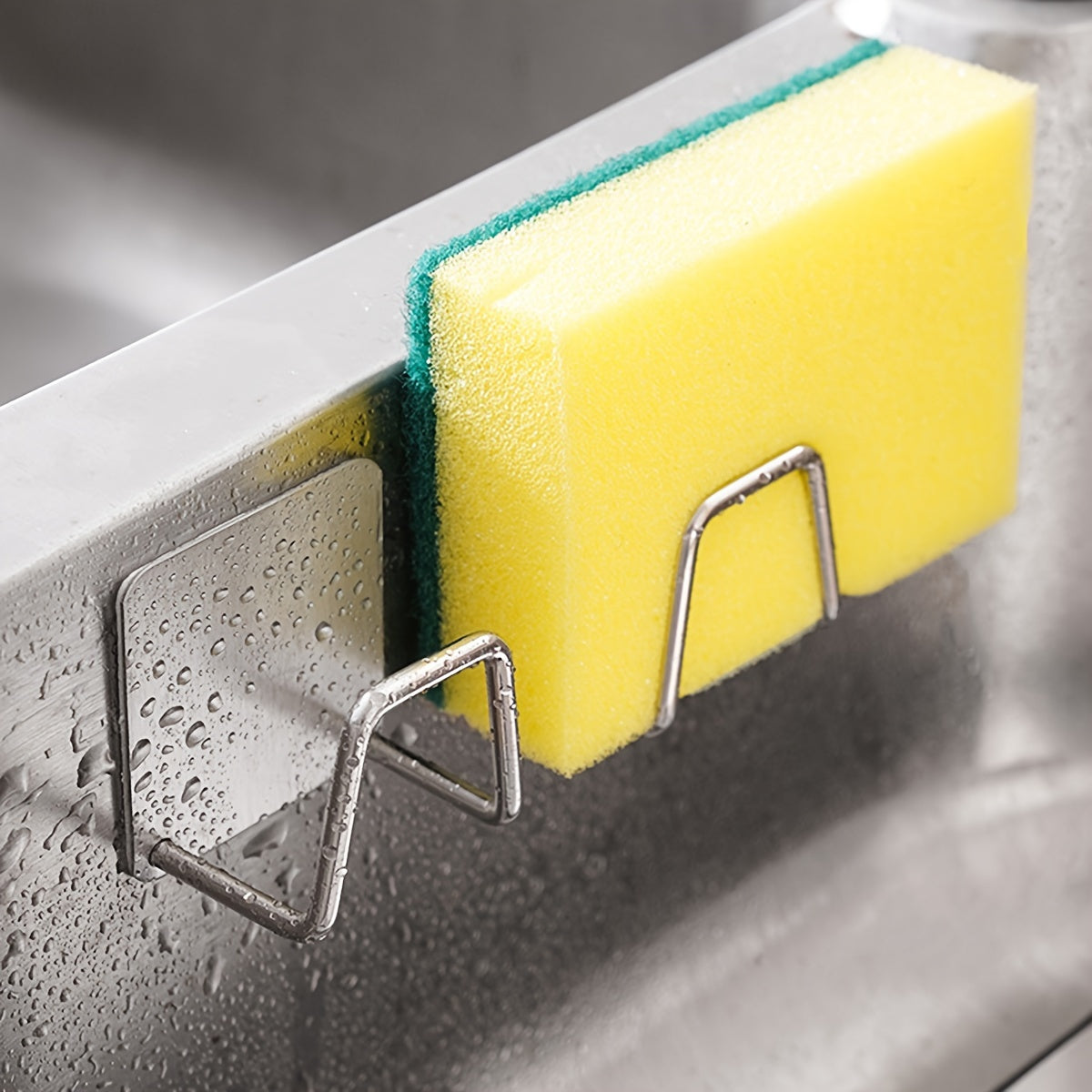 Stainless Steel Sponge and Scrubber Holder with Draining Hooks for Kitchen Bathroom