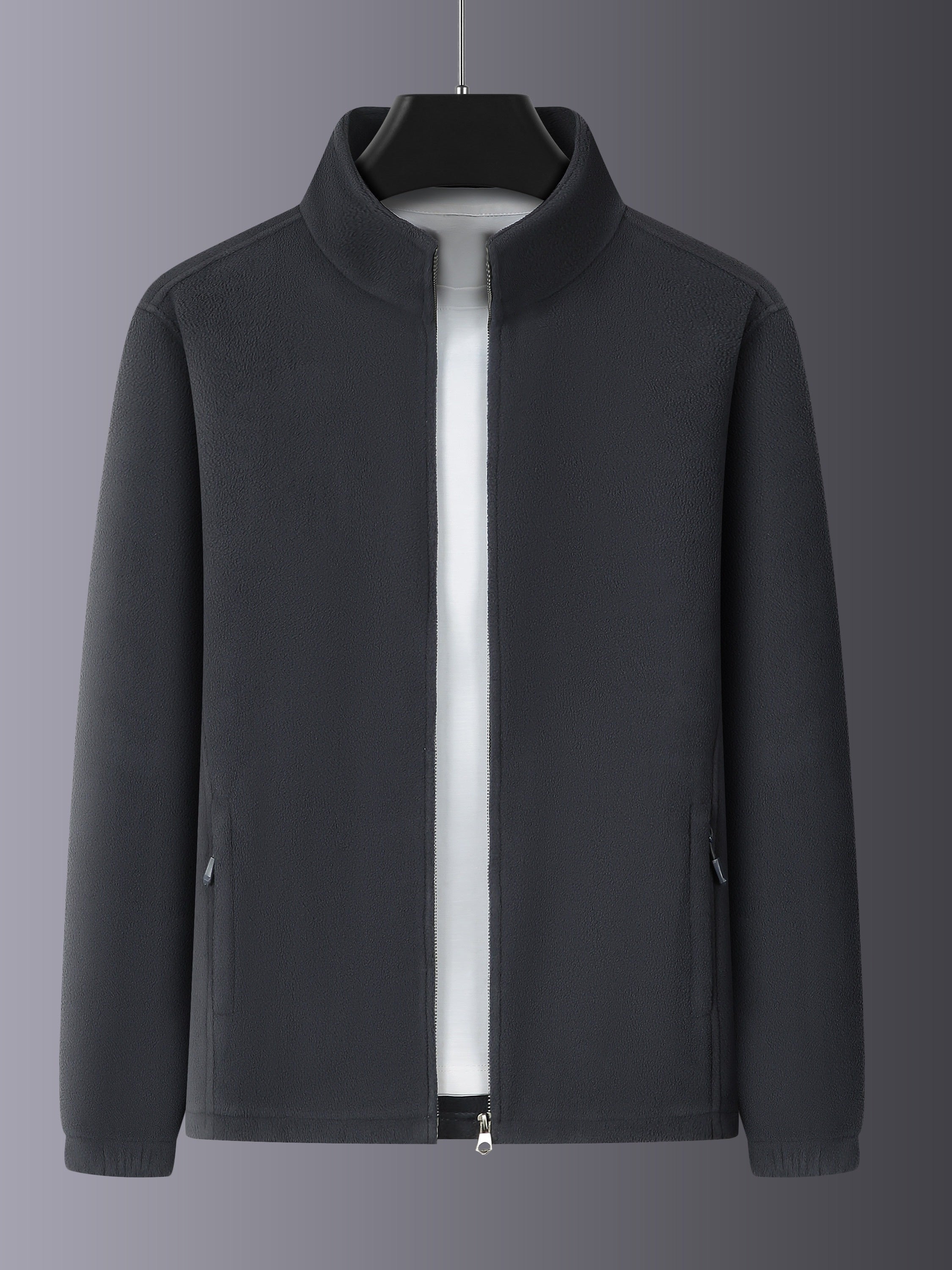 Men's Polar Fleece Zip-Up Jacket for Fall Winter Outdoor Casual Hiking