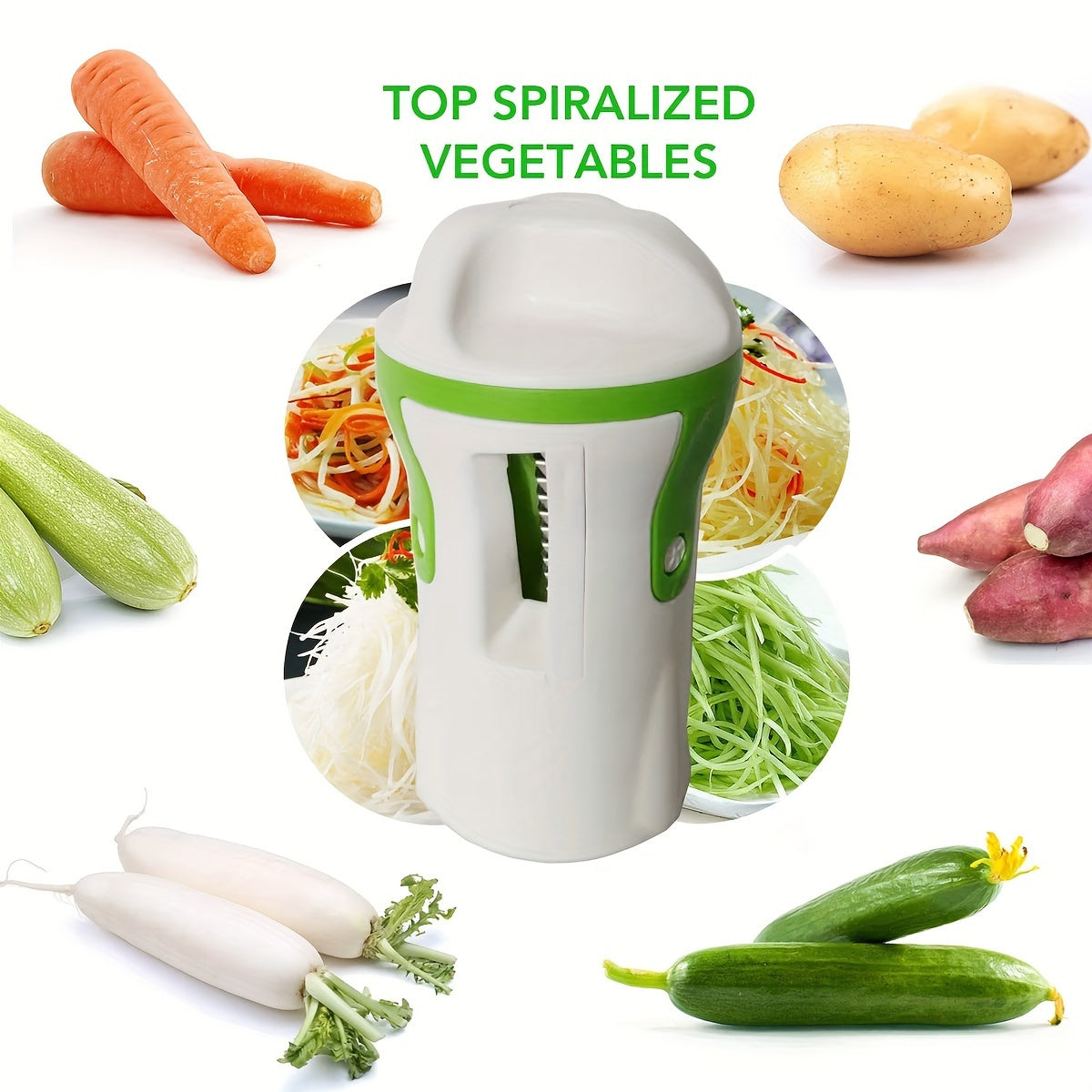 Heavy-Duty Cordless Handheld Vegetable Spiralizer for Zucchini Noodles and Spirals