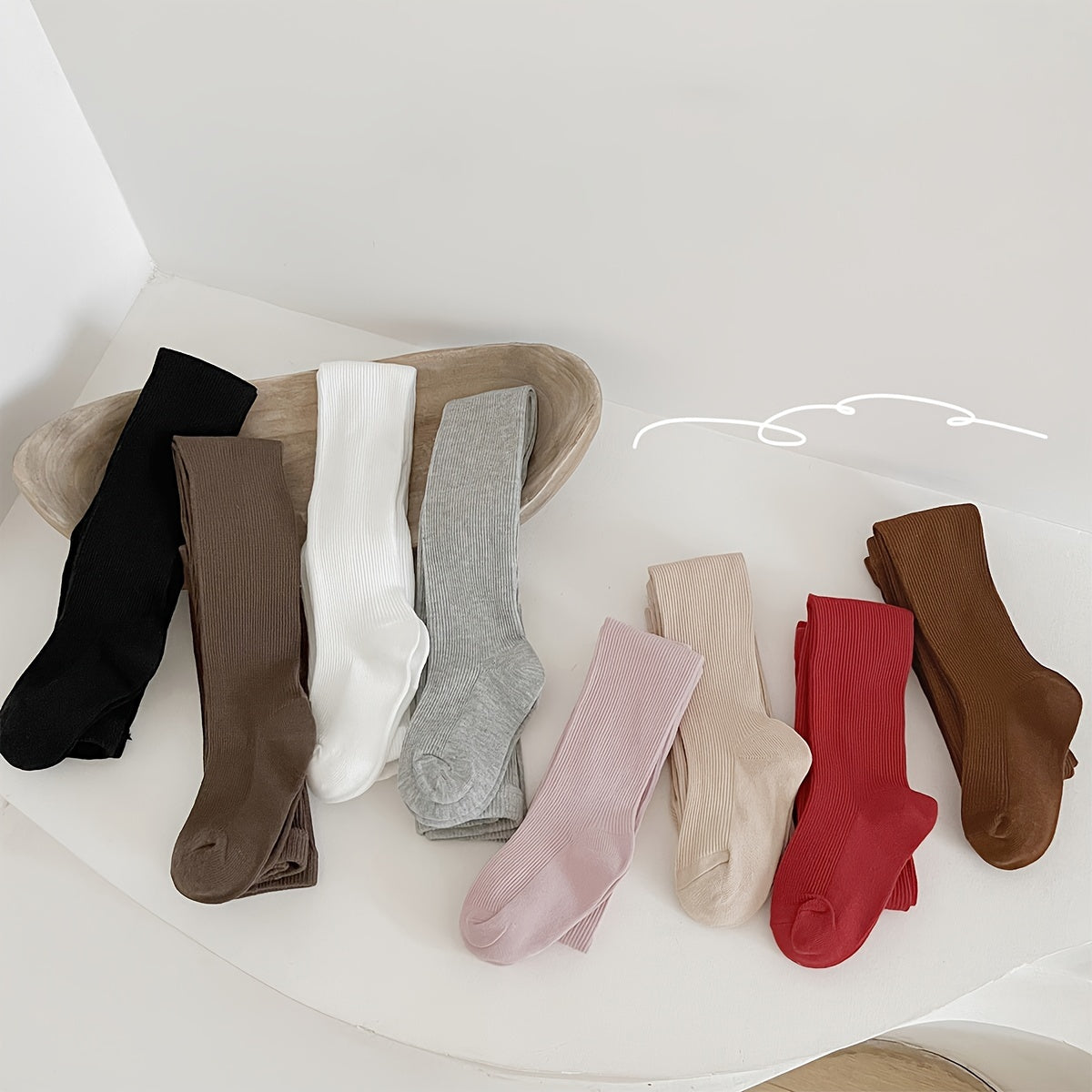 Pack de 8 medias de algodón para niños con diseño a rayas para niñas, de temporada, elásticas y lavables a mano