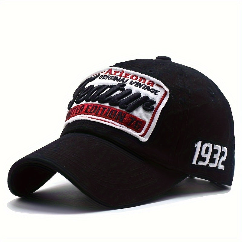 Qorong‘u ko‘k vintage uslubdagi baseball shapka, tikilgan FEATURE yamoqli, sozlanadigan quyoshdan himoya, erkaklar va ayollar uchun