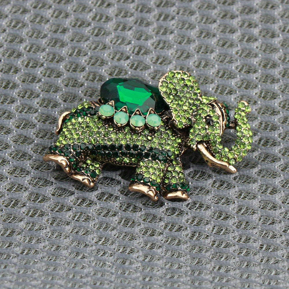 Enamel Elephant Brooch Pin with Rhinestones Cartoon Animal Jewelry for Women