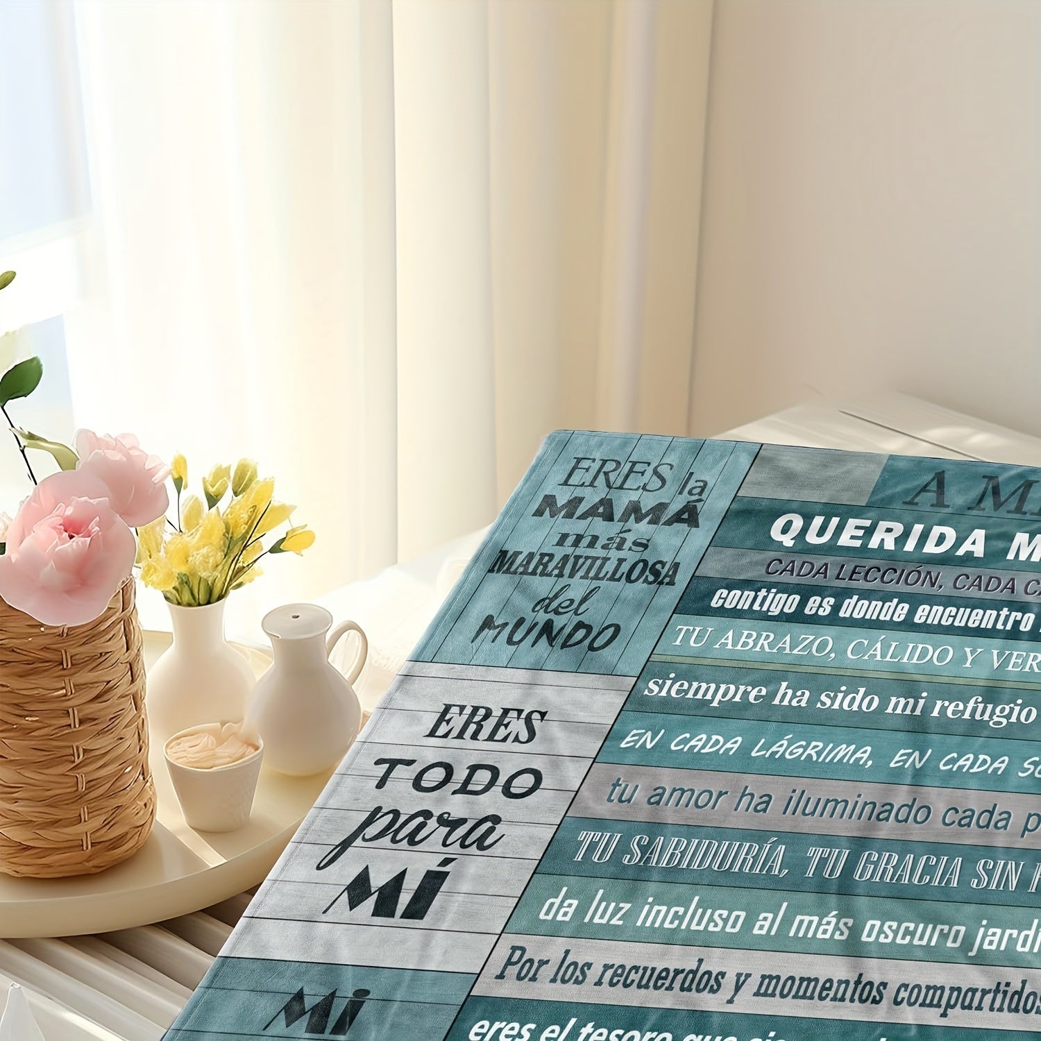 "Yumshoq va qulay vintage Ispancha sevgi xati onaga mo'ljallangan flanel tashqi ko'rinishi - barcha mavsumlar uchun to'qilgan polyester jun - ilhomlantiruvchi iqtiboslar bilan - Onalar kuni, yubiley yoki bayramlar uchun mukammal raqamli bosma sovg'a"