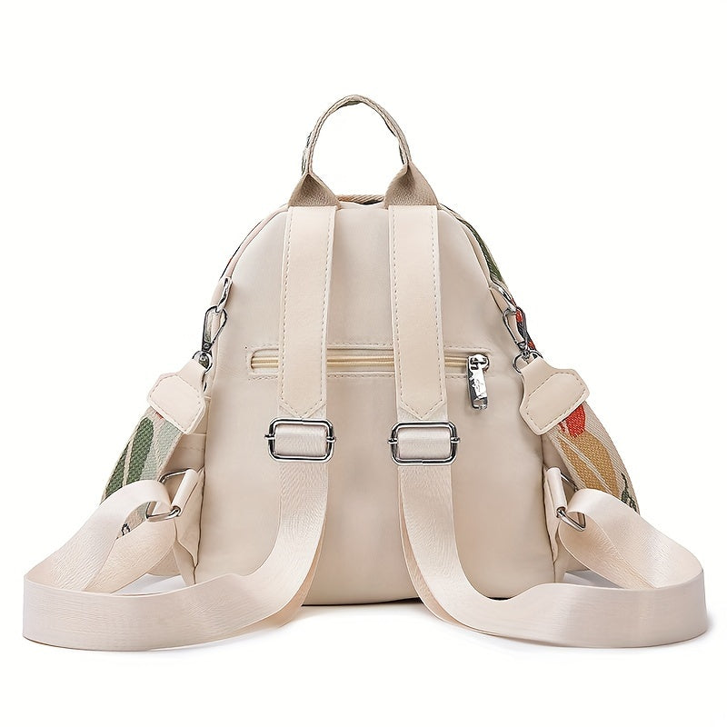 Women's Small Solid Color Backpack Oxford Fabric Casual Daypack Black White