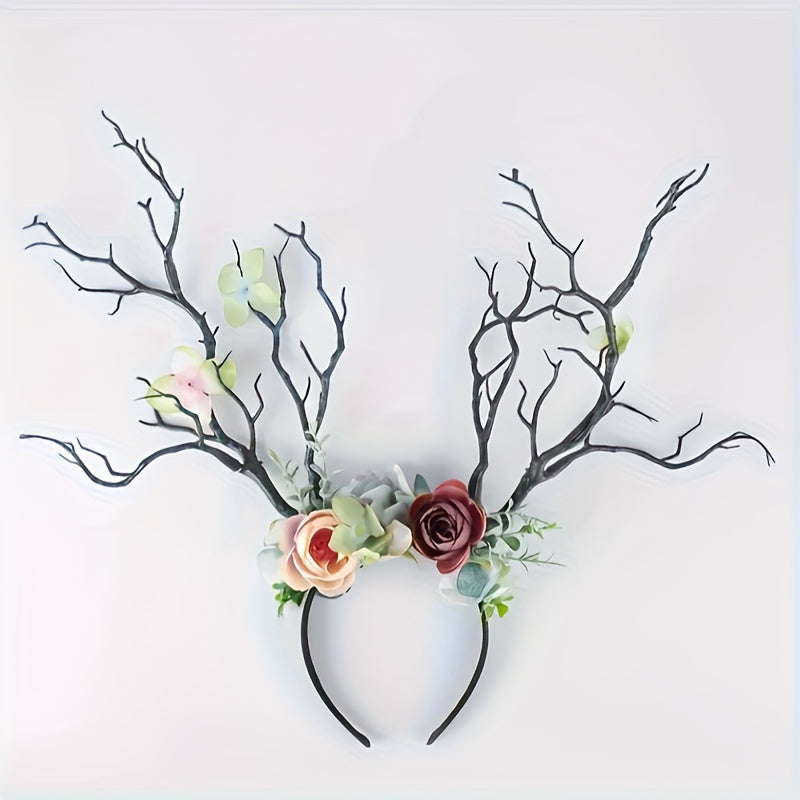 Boho Flower Headband for Women with Large Branches for Parties and Costumes