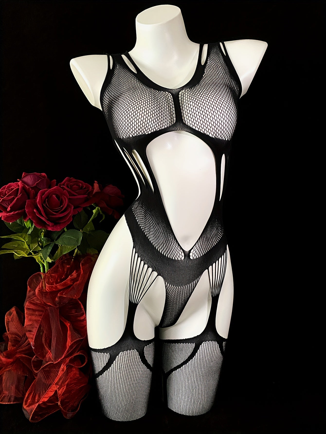 Women Sexy Body Stocking See Through Hollow Out Lingerie Plus Size