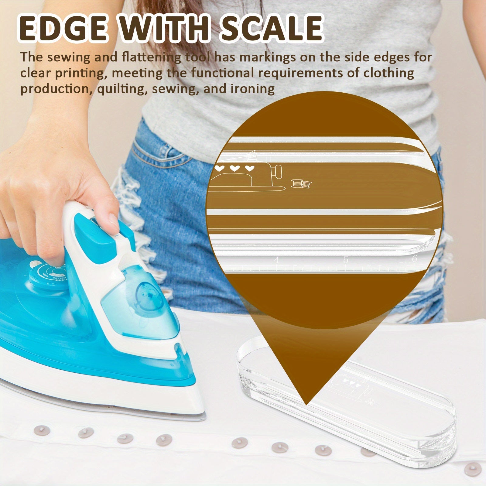 Acrylic Quilter's Clapper for Sewing and Quilting, Heat-Resistant Ironing Tool