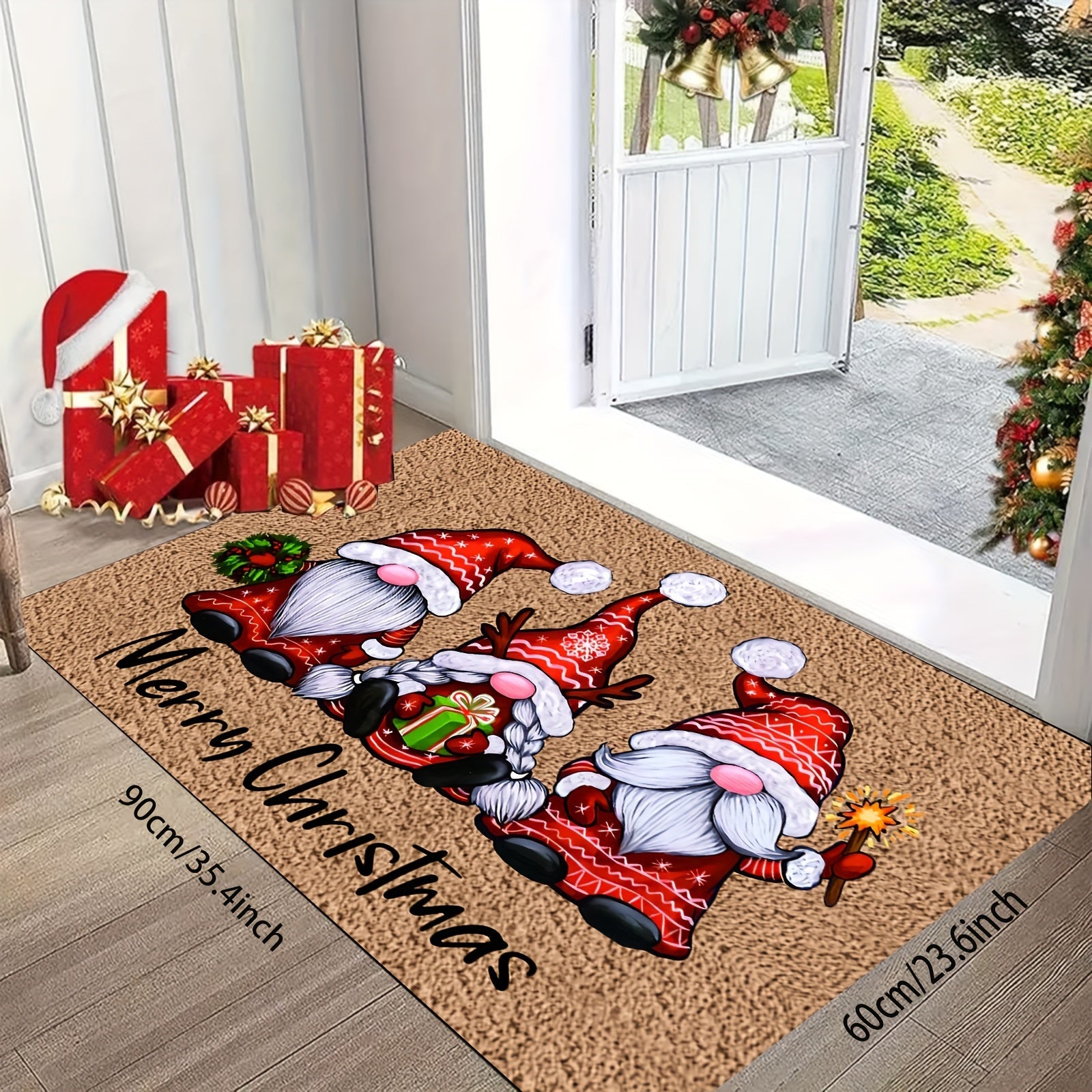 Holiday Velvet Rug Non-Slip Backing Entryway Bedroom Kitchen Bathroom