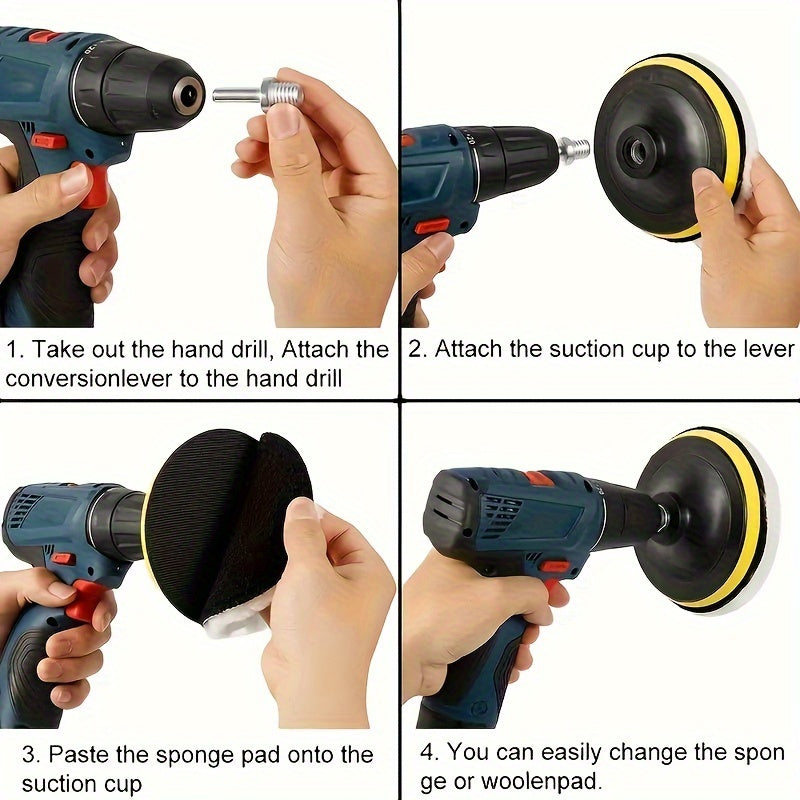 Car Polishing Sponge Pad Wool Cap Kit for Electric Drills and Polishing Machines