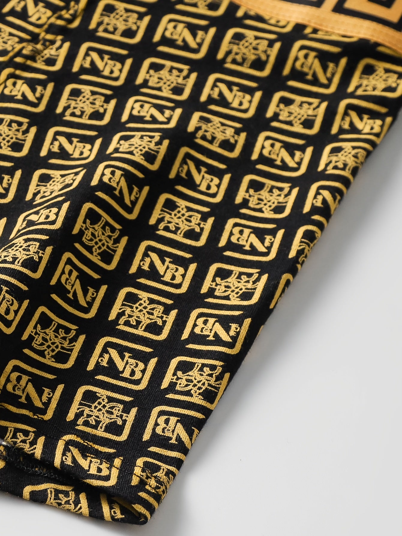 Men's Boxer Briefs Set of 4 Black and Gold Polyester Spandex Comfortable Non-Transparent