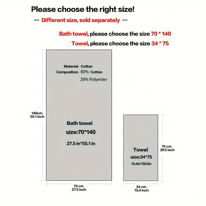 Cotton Towel Set with Bath and Hand Towels Soft Absorbent Bathroom Towels