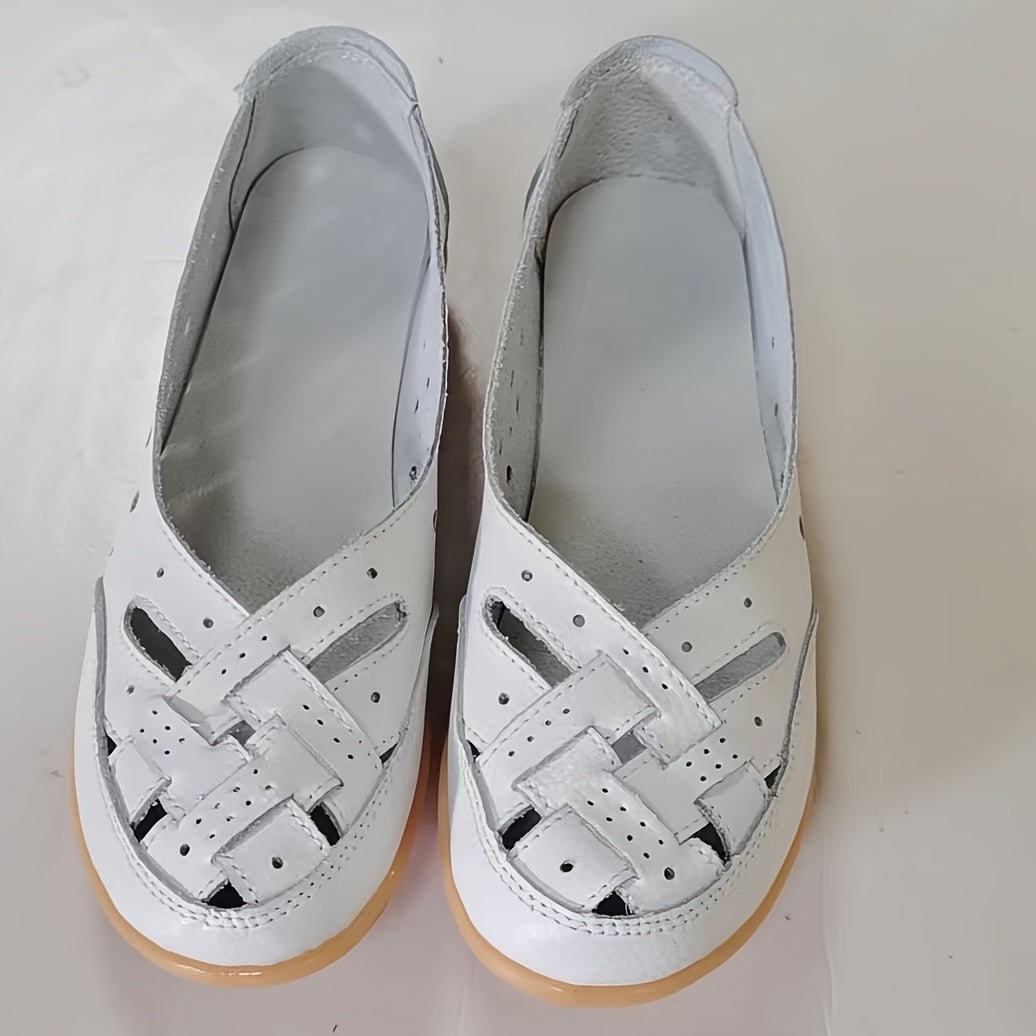 Women's Slip-On Flat Shoes with Hollow Out Design Breathable Lightweight Casual