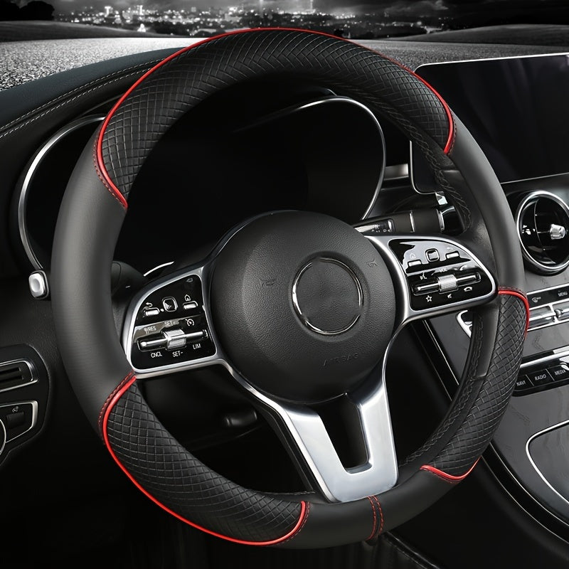 PVC Steering Wheel Cover Black and Red Fit Most Vehicles
