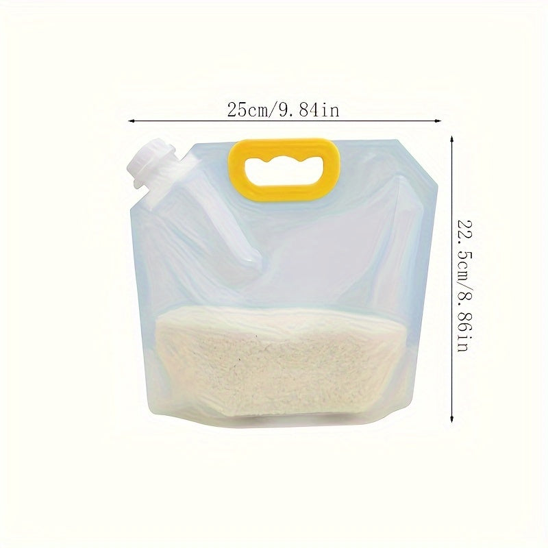 3 ta turadigan don saqlash sumkasi, quyish quvuri bilan, oshpazlik, guruch, un uchun shaffof plastik muhrlangan paketlar - elektr energiyasi talab qilinmaydi, guruch saqlash yechimi