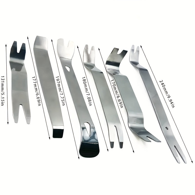 6pcs Car Audio Modification Tool Kit Stainless Steel Pry Bars for Interior and Door Panel Removal