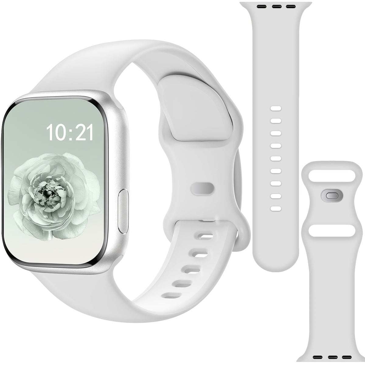 Waterproof Silicone Sport Watch Band with Floral Design for Apple Watch 38mm-49mm