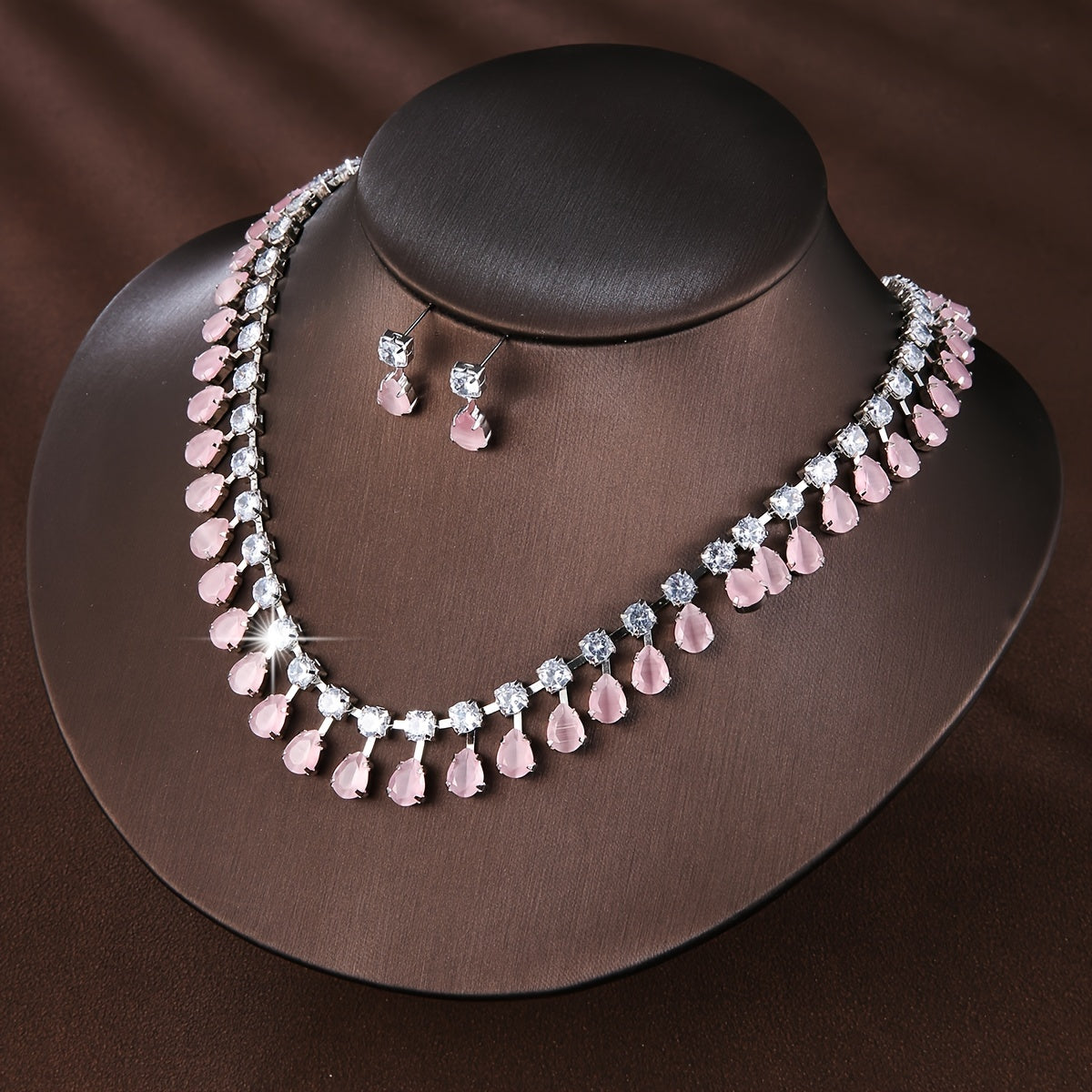 Elegant Jewelry Set for Women with Zirconia Earrings and Necklace for Weddings and Formal Events