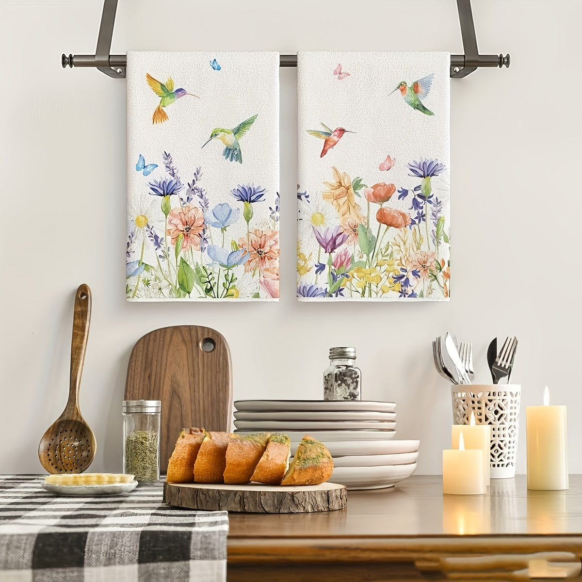 2/4 Piece Set of Floral Microfiber Hand Towels Absorbent Quick-Dry Fade-Resistant