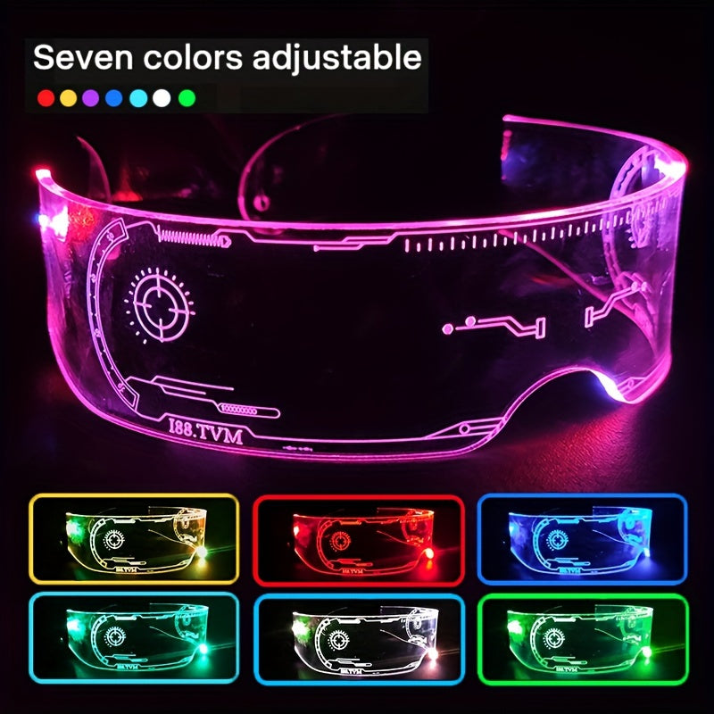 Gafas con luz LED para fiestas y festivales, gafas de ciencia ficción cyberpunk de 7 colores
