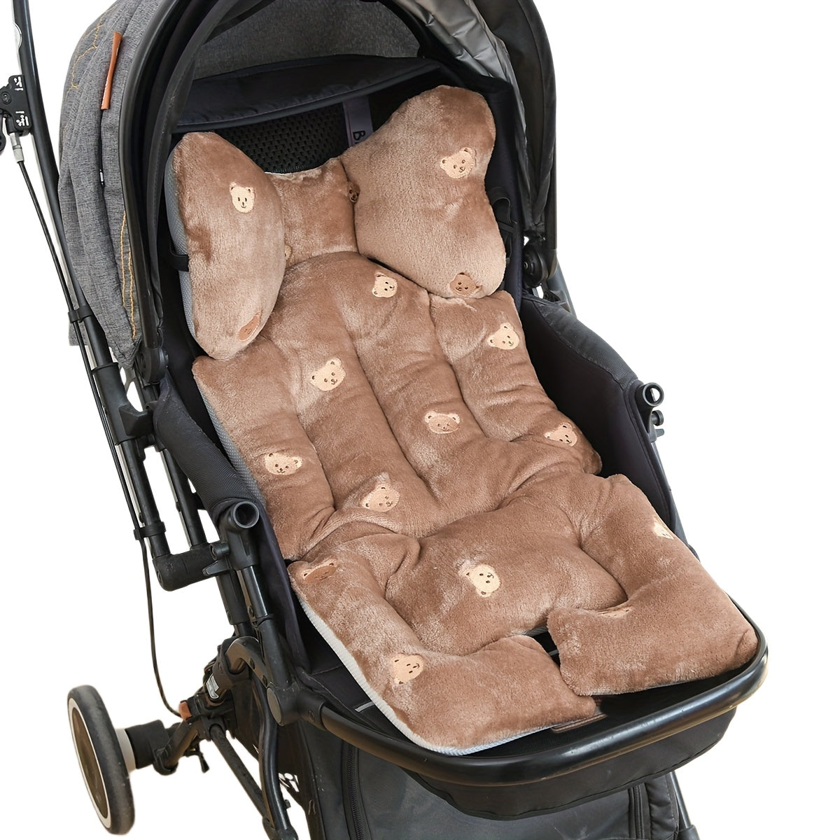 Almohadilla para asiento de cochecito infantil, suave y acogedora, con bordado, lavable a máquina, comodidad durante todo el año