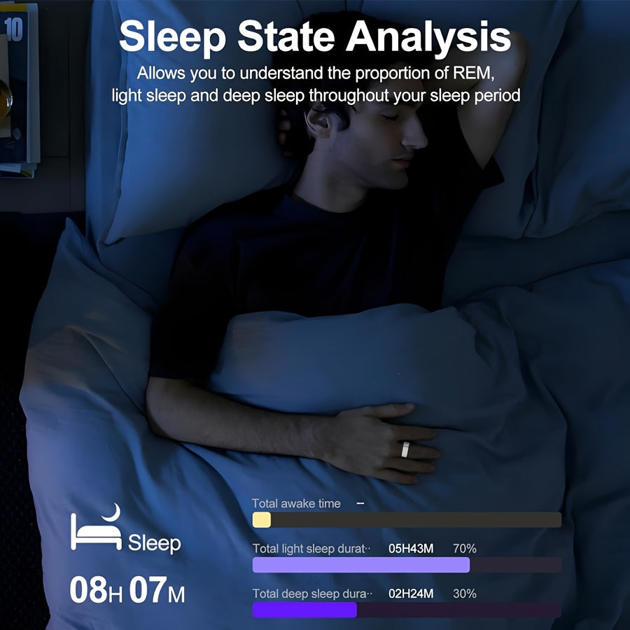 Smart Ring Fitness Tracker with Step Calorie Climbing Exercise Time and Distance Waterproof IP68