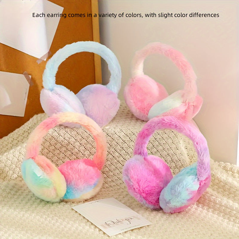 Colorful Faux Rabbit Fur Ear Muffs for Women Winter Warmth Stretch Fit