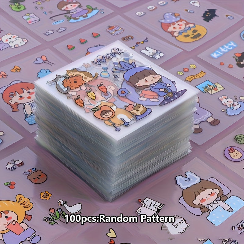 Cartoon Girl Animal Pattern Stickers for DIY Crafts Notebooks Scrapbooks Calendars