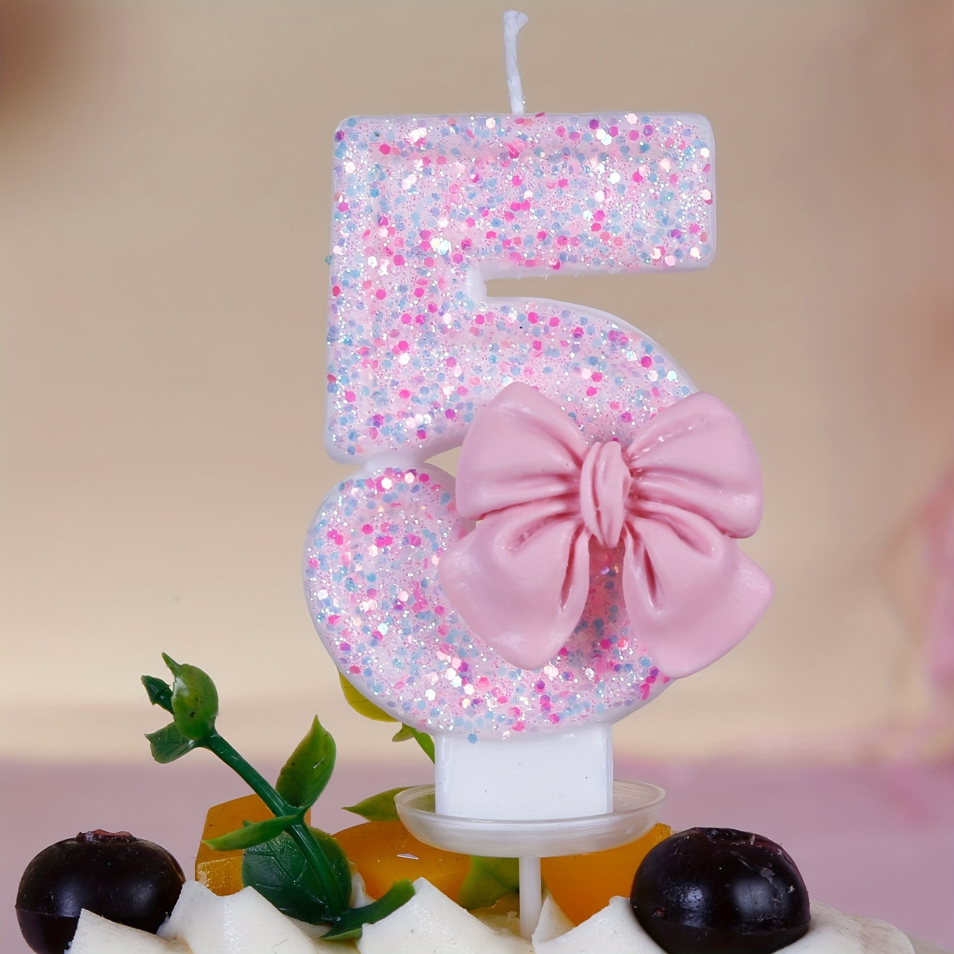Pink Number 0-9 Birthday Candle for Girl's Cake Decorations