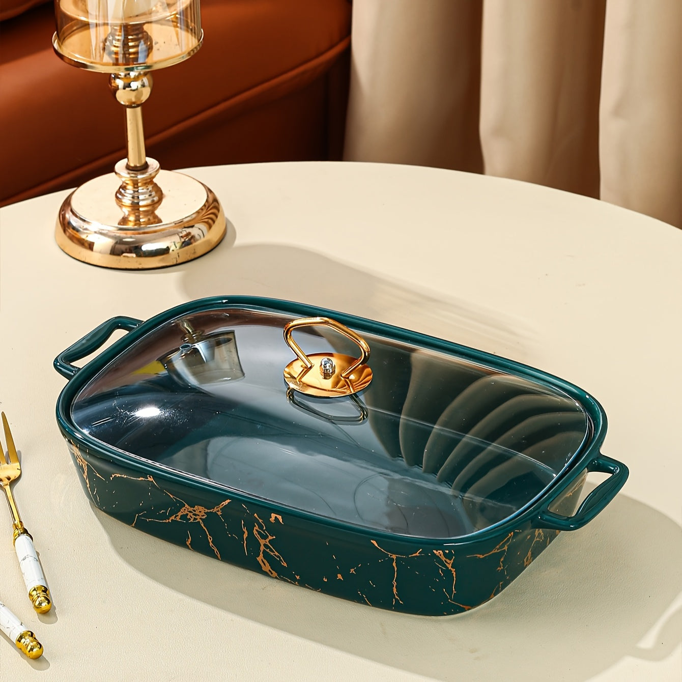 Rectangular Ceramic Casserole with Lid and Dual Handles Small Medium Large