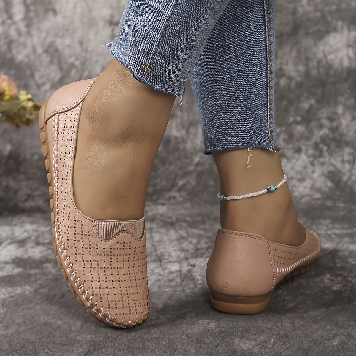 Women's Slip-On Flats Synthetic Faux Leather Comfortable All-Season Round Toe