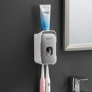 Wall-Mounted Toothbrush Holder Set with Non-Punching Installation and Tooth Mug