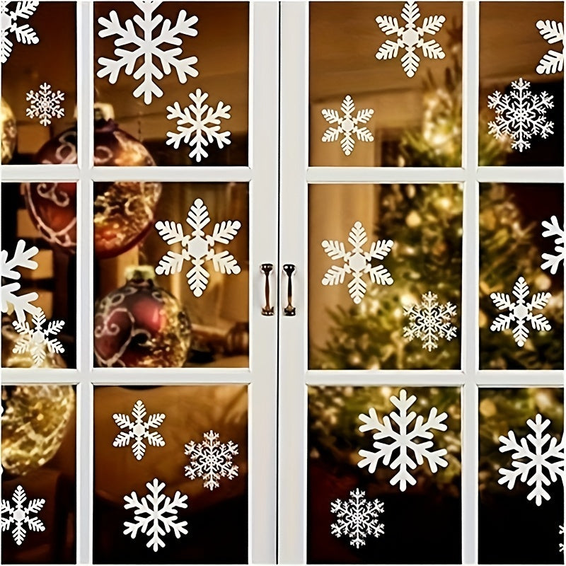 Vintage Christmas Snowflake Window Clings Festive Home Office Decor