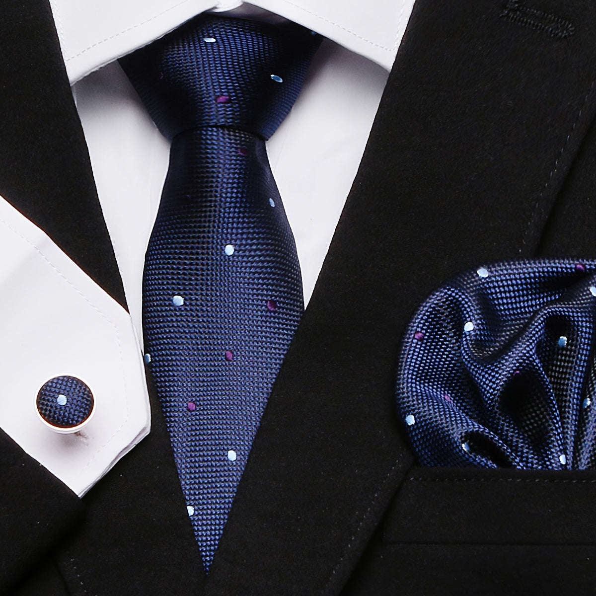 Elegant Paisley Stripe Tie Set with Pocket Square and Cufflinks for Weddings and Formal Events