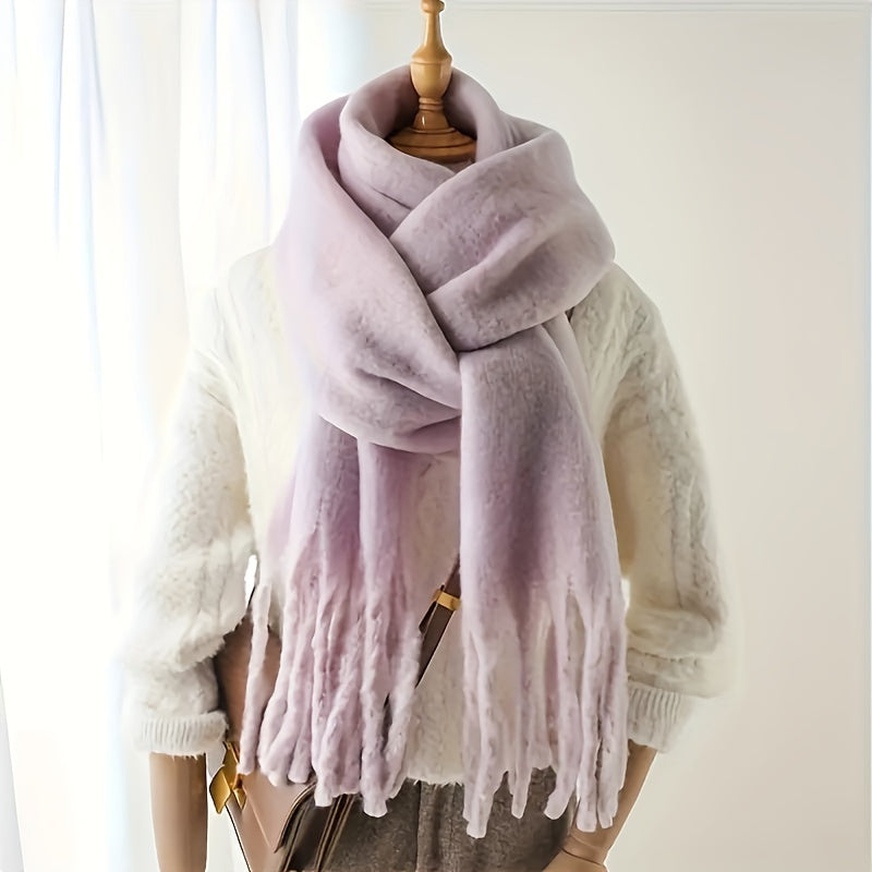 Women's Boho Style Polyester Scarf Coarse Knit Warm Windproof Multi-Functional Fashion Accessory
