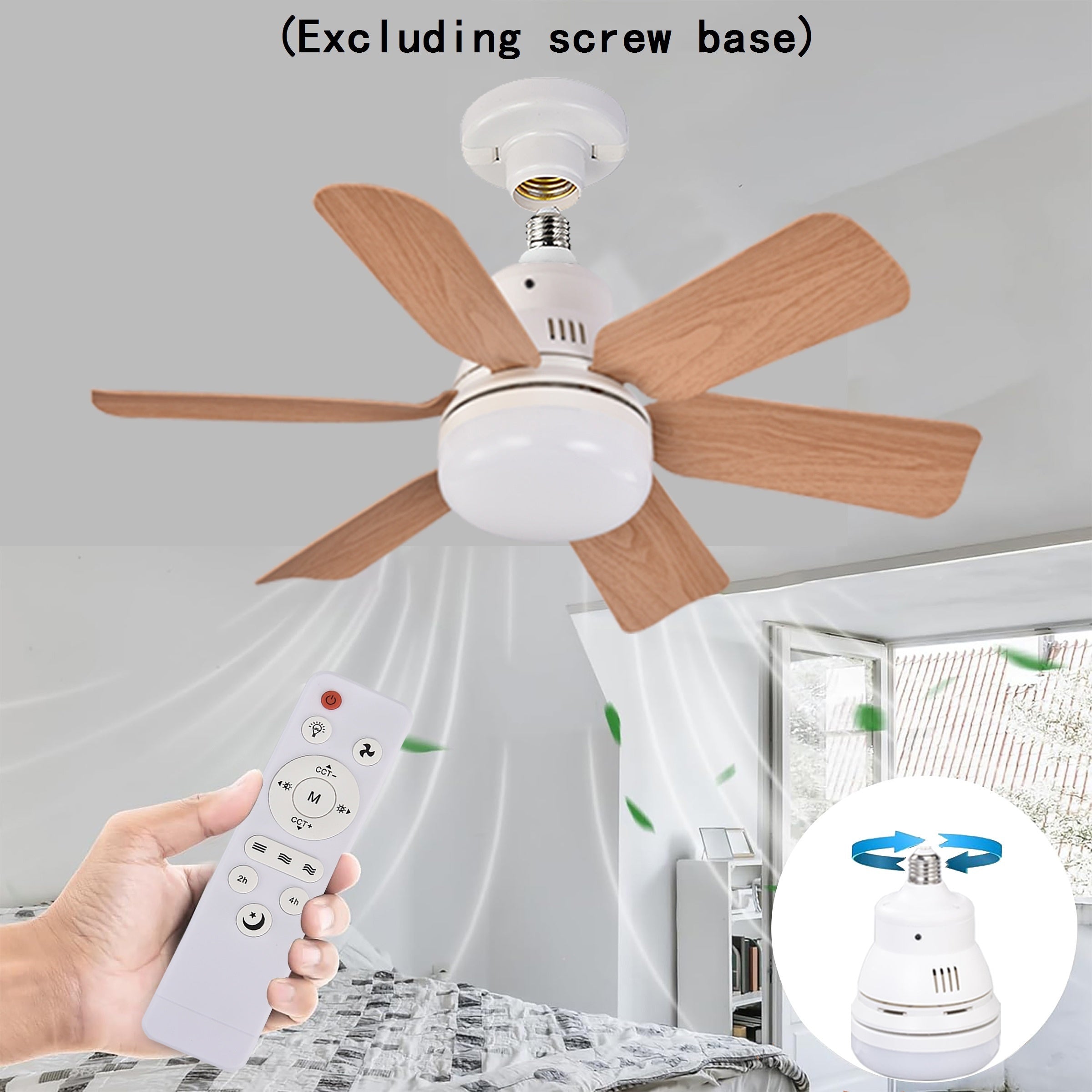 LED Smart Fan Light with Remote Control 2-in-1 E26/E27 Socket Square Blade Ceiling Fan