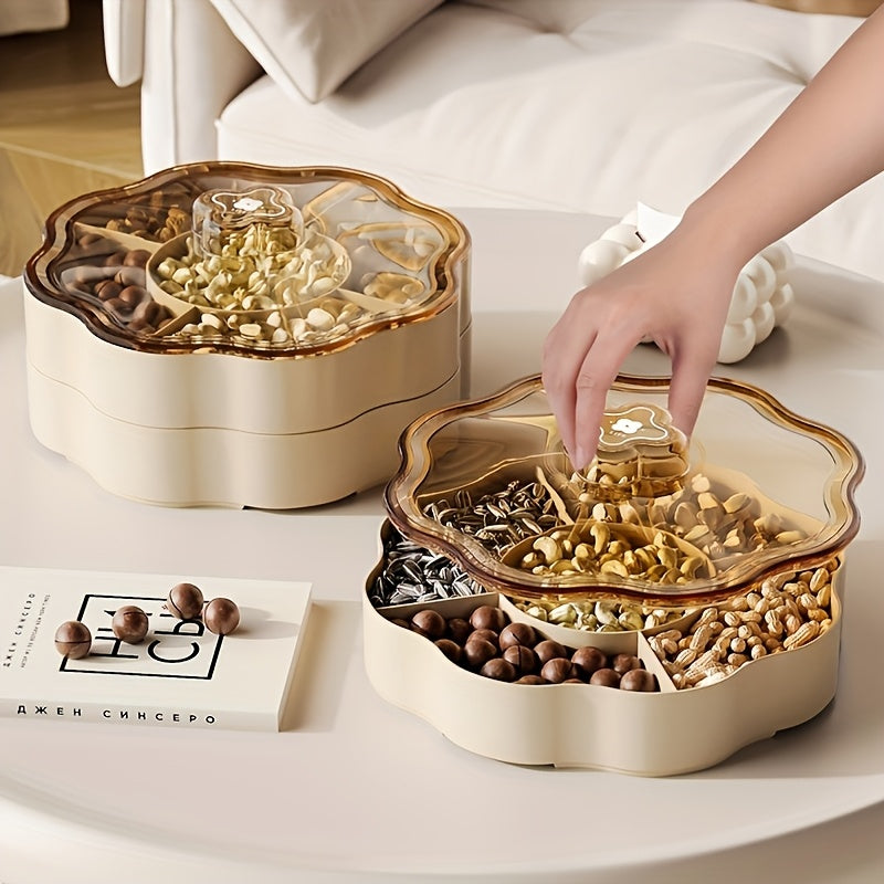 Plastic Snack and Nut Storage Tray with Divider for Fruit Candy and Snacks