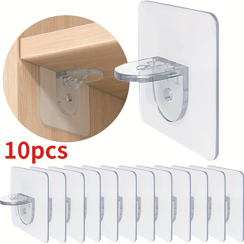 10 Pieces Wall Hooks and Brackets Set for Clothing Cabinets Adhesive and Seamless Hooks