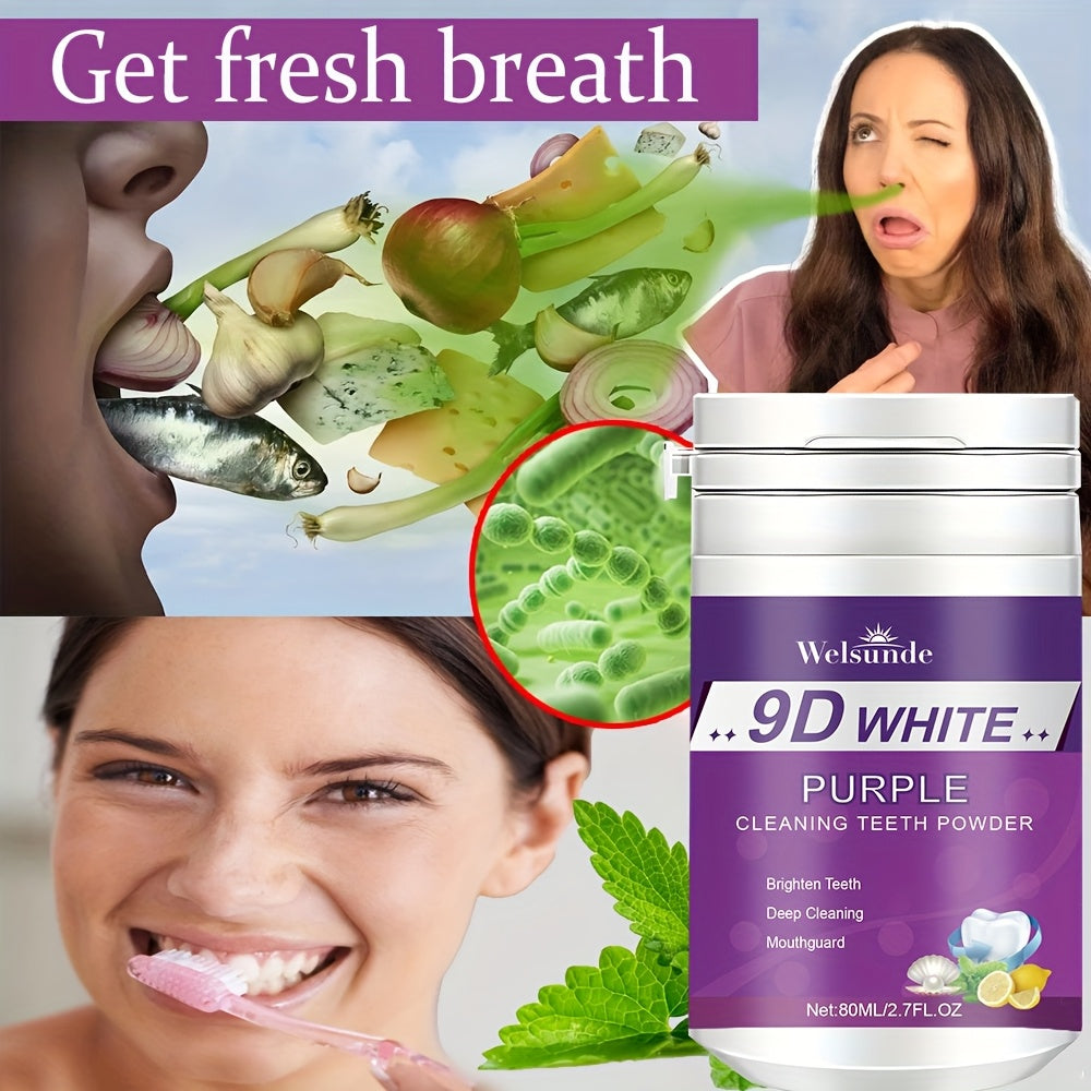 2.7oz Purple Whitening Toothpaste Powder with Lemon Mint Baking Soda for Deep Cleaning
