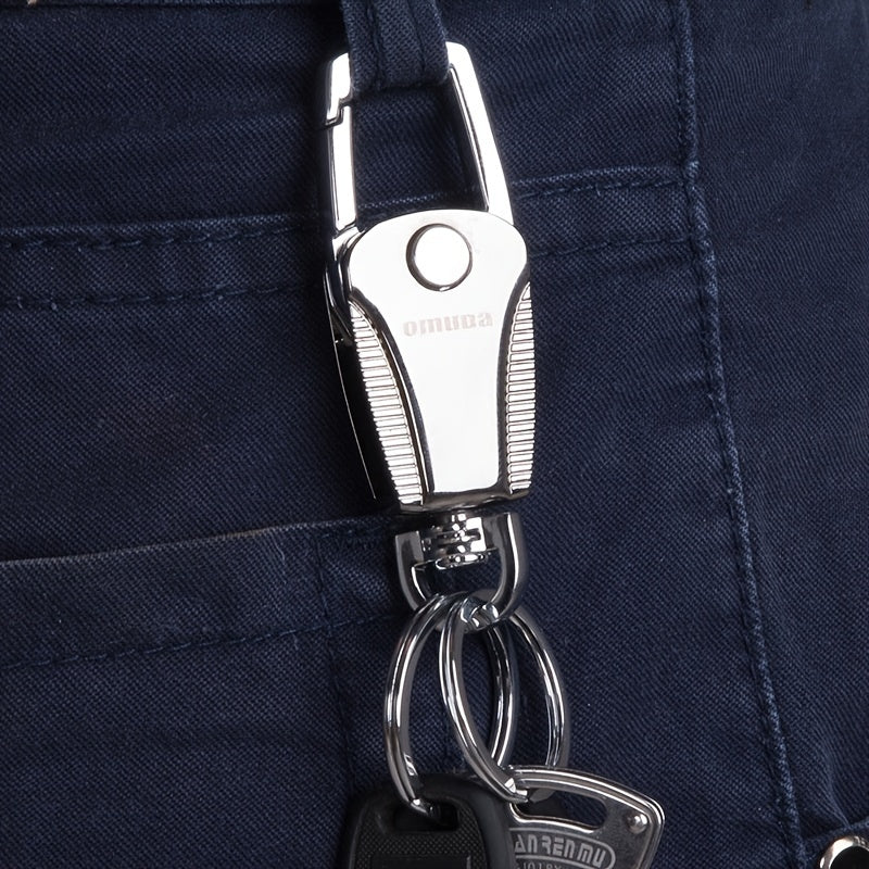 Unisex Collapsible Metal Car Key Chain with Keyring and Hanging Accessory