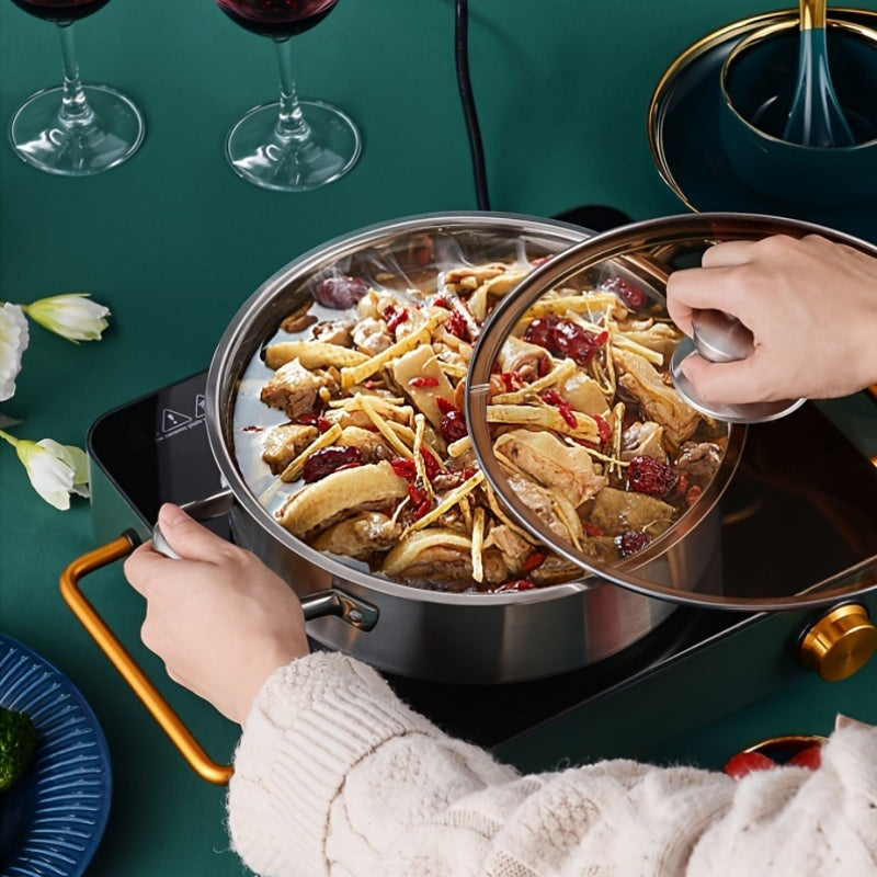 Stainless Steel Soup Pot 10 Inch with Lid and Dual Handles for Broth and Cooking