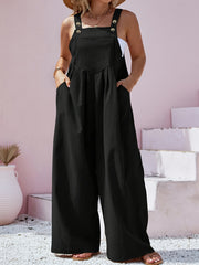 Women's Plus Size Olive Green Sleeveless Jumpsuit with Pockets