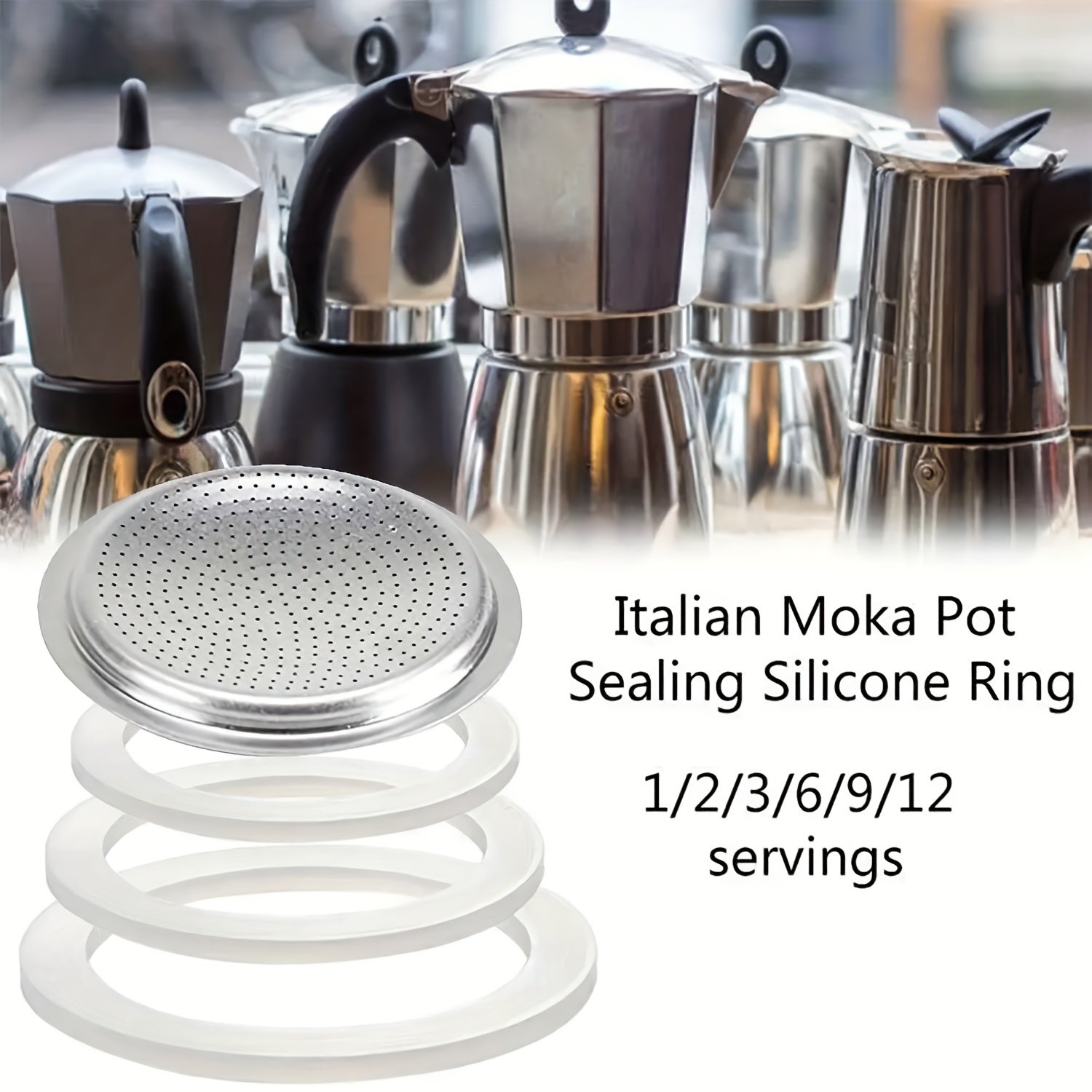 Silicone Ring Accessories for Moka Pot or Coffee Pot, Multiple Sizes, Pack of 3 or 10
