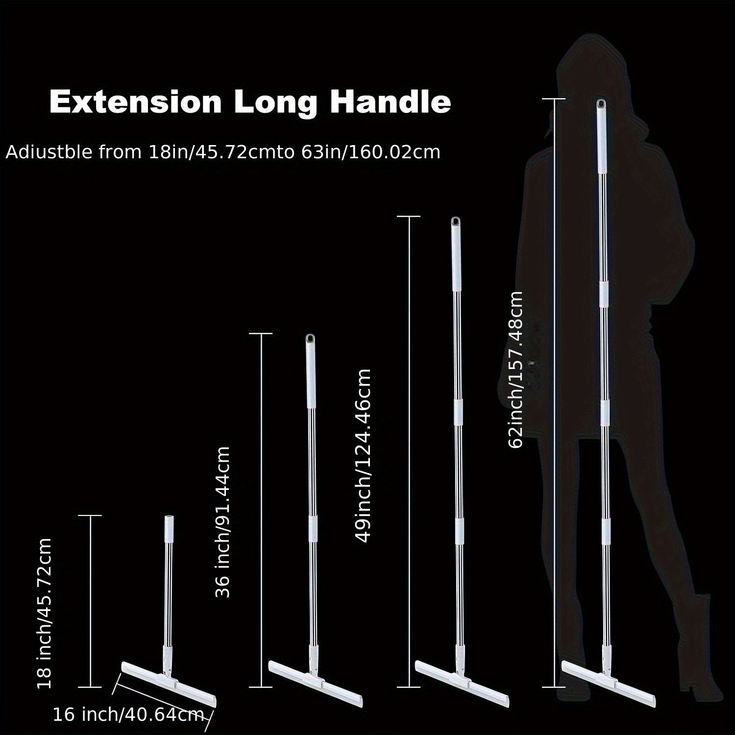 Joybos Ko'p Qavatli Pol Squeegee - Kafolatlangan Uzoq Tutqichli Tozalash Cho'tkasi, Keramika, Marmar, Shisha va Dushlar uchun - Noxush Temir/Silikon Pichoq, Uy Hayvonlari Sochlarini Olib Tashlash Vositasi
