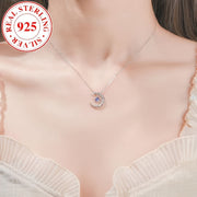 Роскошное ожерелье с подвеской в форме луны из серебра 925 пробы с синтетическим голубым цирконием, камень рождения июня - идеальный подарок для женщин на каждый день и особые случаи.